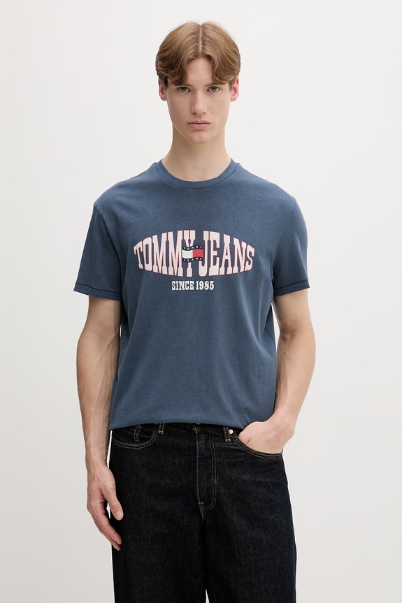 Tommy Jeans tričko pánské bavlněné námořnická modř DM0DM22520