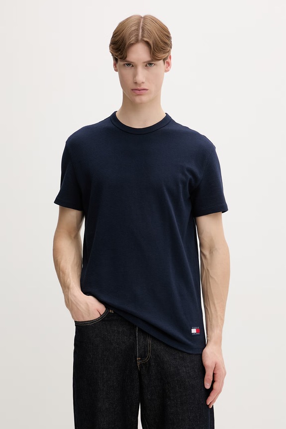 Tommy Jeans tricou basic pentru bărbați, din bumbac bleumarin DM0DM22529