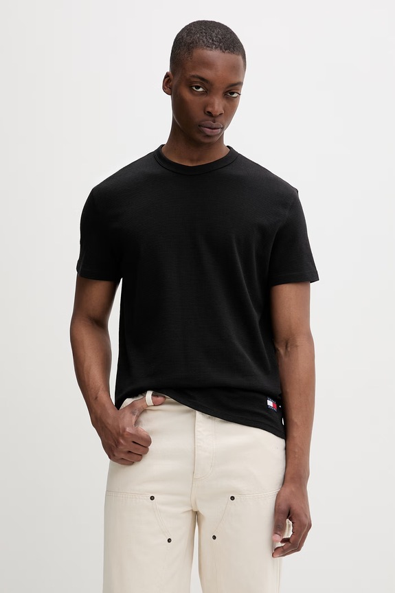 Tommy Jeans tricou basic pentru bărbați, din bumbac negru DM0DM22529