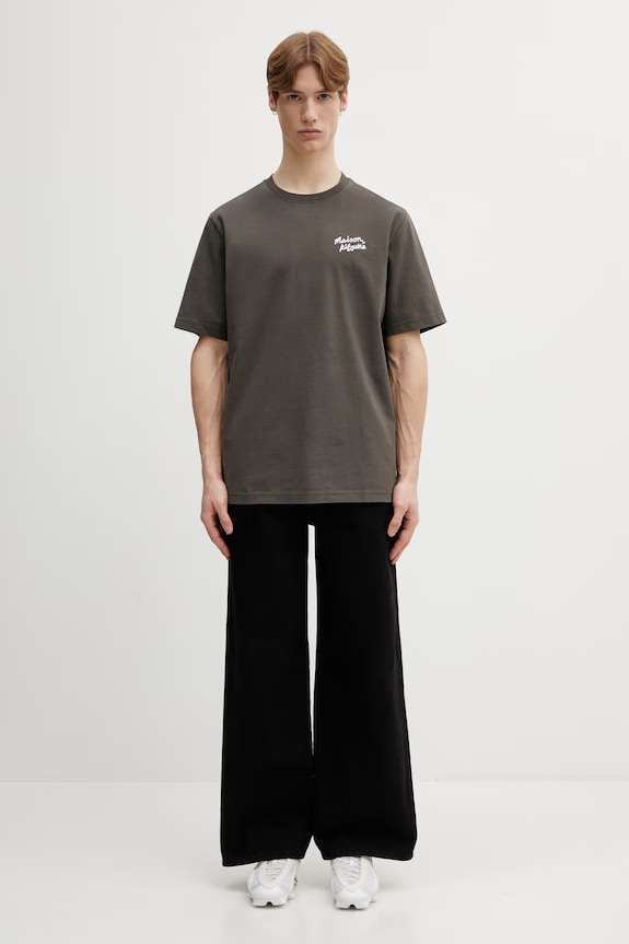 Хлопковая футболка Maison Kitsuné Handwriting MM00126KJ7025 зелёный