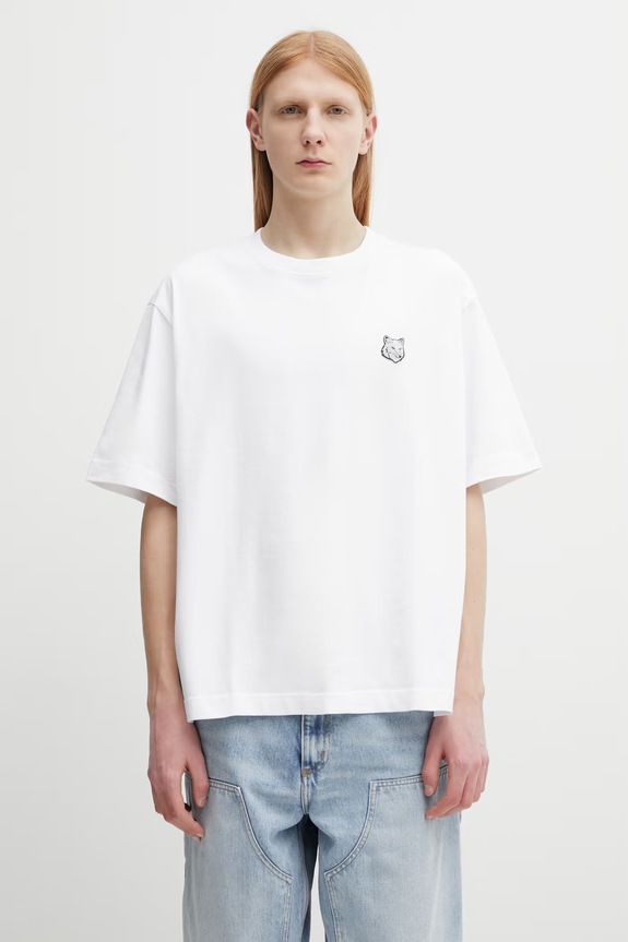 Maison Kitsuné Fox Head t-shirt in cotone da uomo bianco PM00109KJ0119
