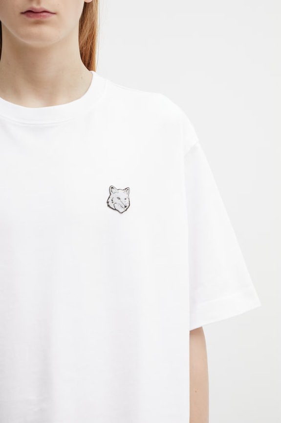 Maison Kitsuné Fox Head t-shirt in cotone da uomo bianco PM00109KJ0119