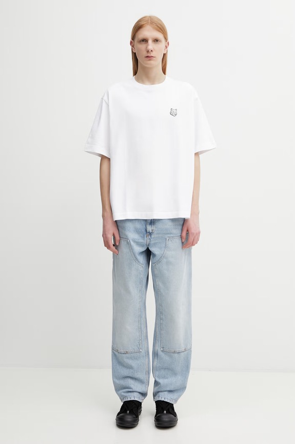 Maison Kitsuné Fox Head t-shirt in cotone da uomo PM00109KJ0119 bianco