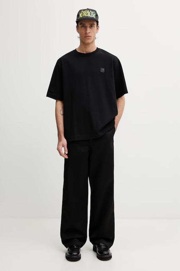 Maison Kitsuné Fox Head tricou de bumbac pentru bărbați PM00109KJ0119 negru