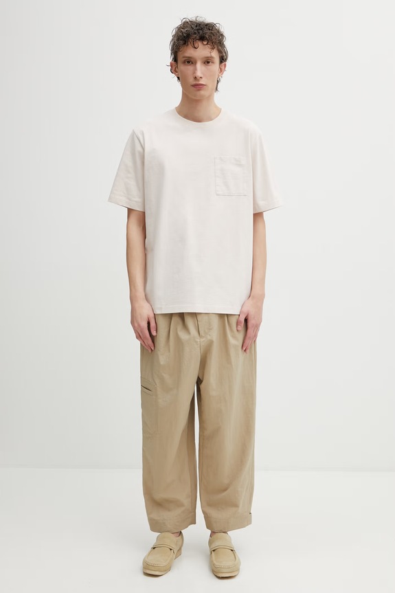 Maison Kitsuné t-shirt męski bawełniany Poetic Script QM00104KJ7025 beżowy