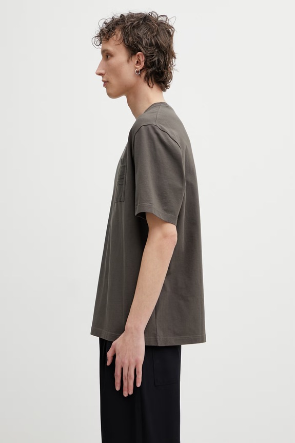 Maison Kitsuné t-shirt męski bawełniany Poetic Script QM00104KJ7025 zielony SS26