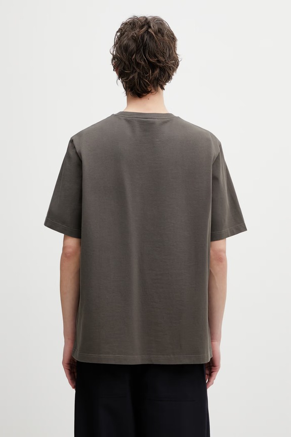 Odzież Maison Kitsuné t-shirt męski bawełniany Poetic Script QM00104KJ7025 zielony