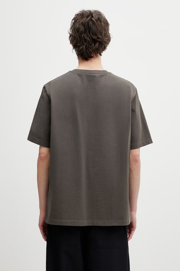 Odzież Maison Kitsuné t-shirt męski bawełniany Poetic Script QM00104KJ7025 zielony