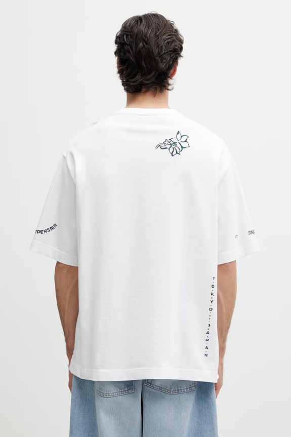 Abbigliamento Maison Kitsuné Art Nouveau Stamps maglietta oversize in cotone da uomo QM00107KJ0119 bianco
