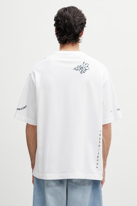 Abbigliamento Maison Kitsuné Art Nouveau Stamps maglietta oversize in cotone da uomo QM00107KJ0119 bianco