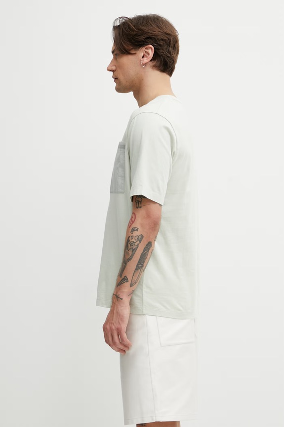 Maison Kitsuné T-shirt męski bawełniany QM00108KJ7026 turkusowy SS26