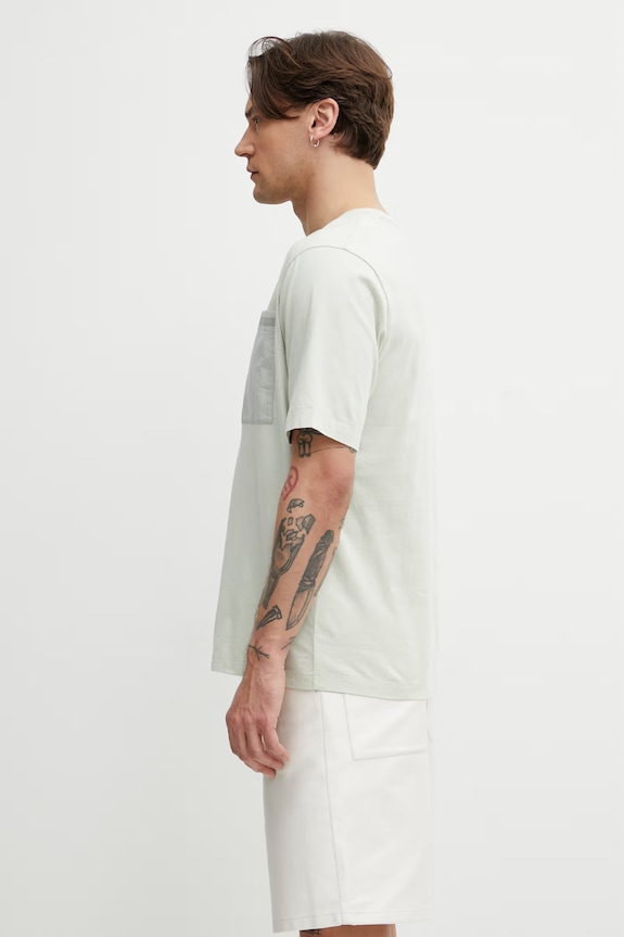 Maison Kitsuné T-shirt męski bawełniany QM00108KJ7026 turkusowy SS26