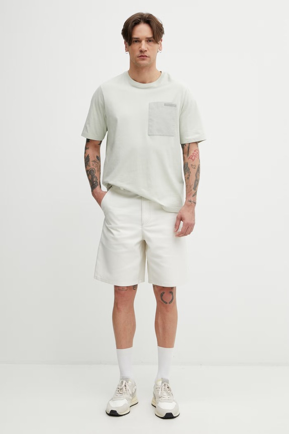Maison Kitsuné T-shirt męski bawełniany QM00108KJ7026 turkusowy