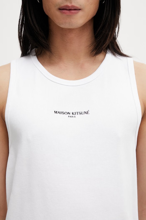 Maison Kitsuné топ бавовняний чоловічий білий QM00600KA0033
