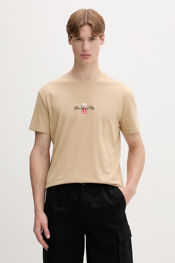 Tommy Jeans t-shirt męski bawełniany beżowy DM0DM22532