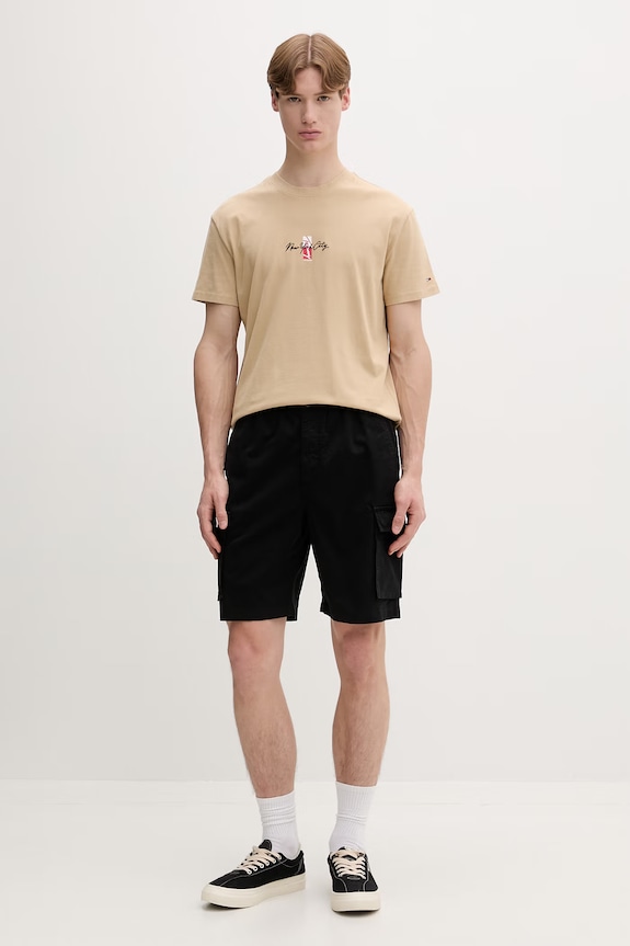 Tommy Jeans t-shirt męski bawełniany DM0DM22532 beżowy SS26