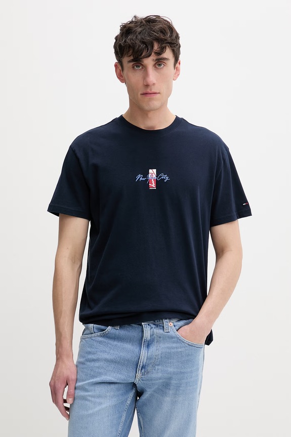 Oblečenie Tommy Jeans tričko pánske bavlnené DM0DM22532 tmavomodrá