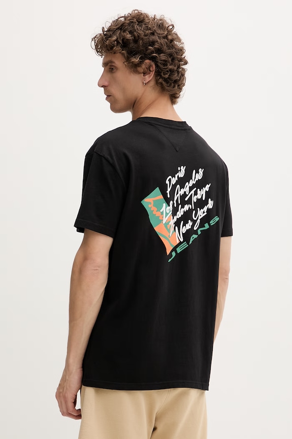Tommy Jeans tričko pánske bavlnené čierna DM0DM22533