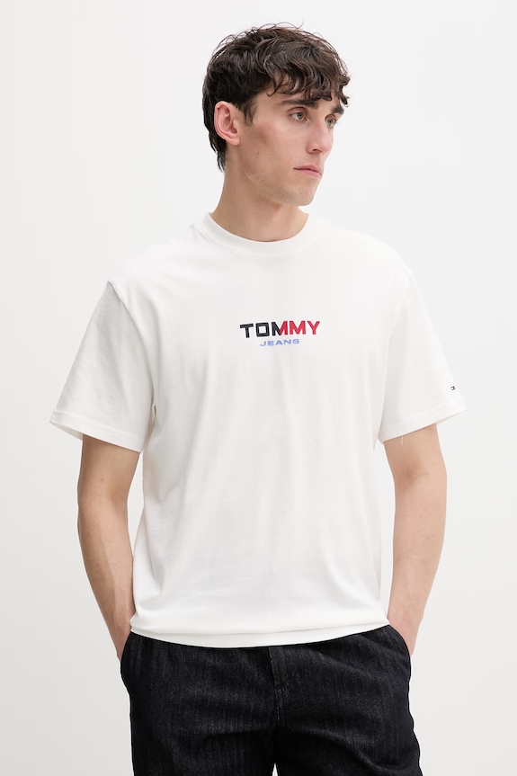 Oblečenie Tommy Jeans tričko pánske bavlnené DM0DM22534 béžová