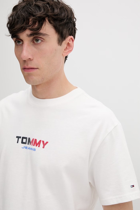 Tommy Jeans tričko pánske bavlnené béžová DM0DM22534