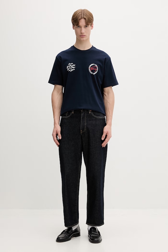 Tommy Jeans t-shirt męski bawełniany DM0DM22535 granatowy SS26