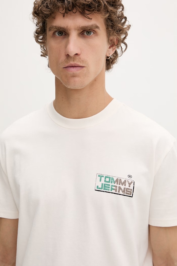 Tommy Jeans tricou pentru bărbați bumbac bej DM0DM22536