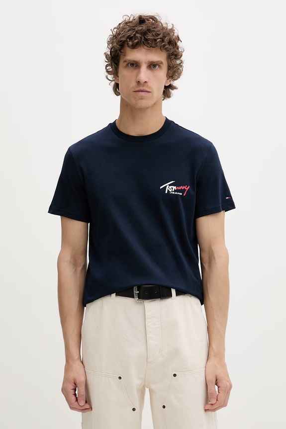 Tommy Jeans tričko pánske bavlnené tmavomodrá DM0DM22538