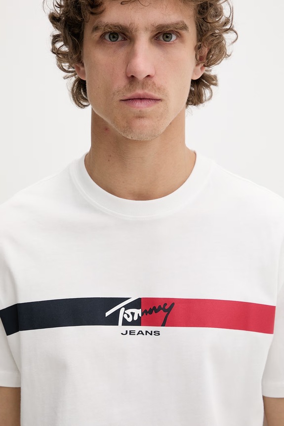 Tommy Jeans kratka majica moška bombažna bež DM0DM22539