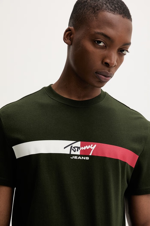 Tommy Jeans tricou pentru bărbați, din bumbac verde DM0DM22539