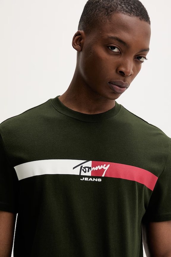 Tommy Jeans tricou pentru bărbați, din bumbac verde DM0DM22539