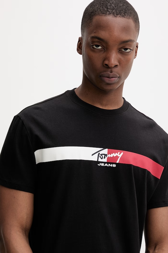 Tommy Jeans tričko pánske bavlnené čierna DM0DM22539