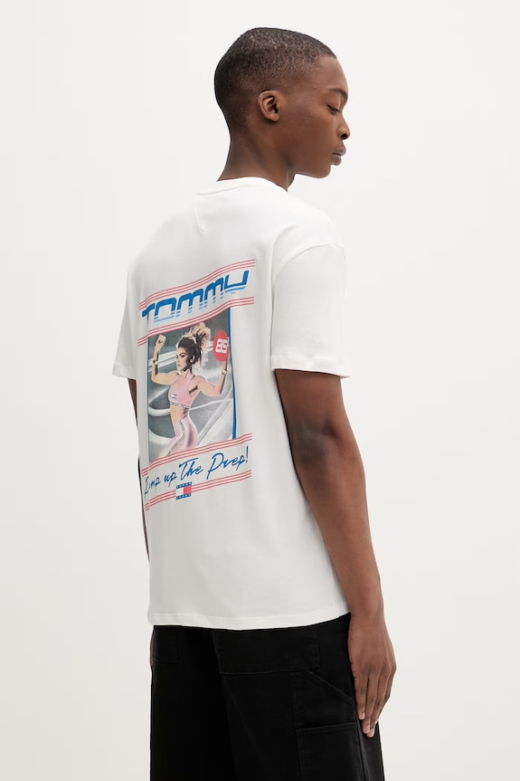 Tommy Jeans tričko pánske bavlnené béžová DM0DM22541