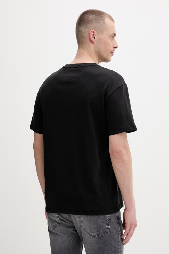 Oblečení Tommy Jeans tričko pánské bavlněné DM0DM22543 černá