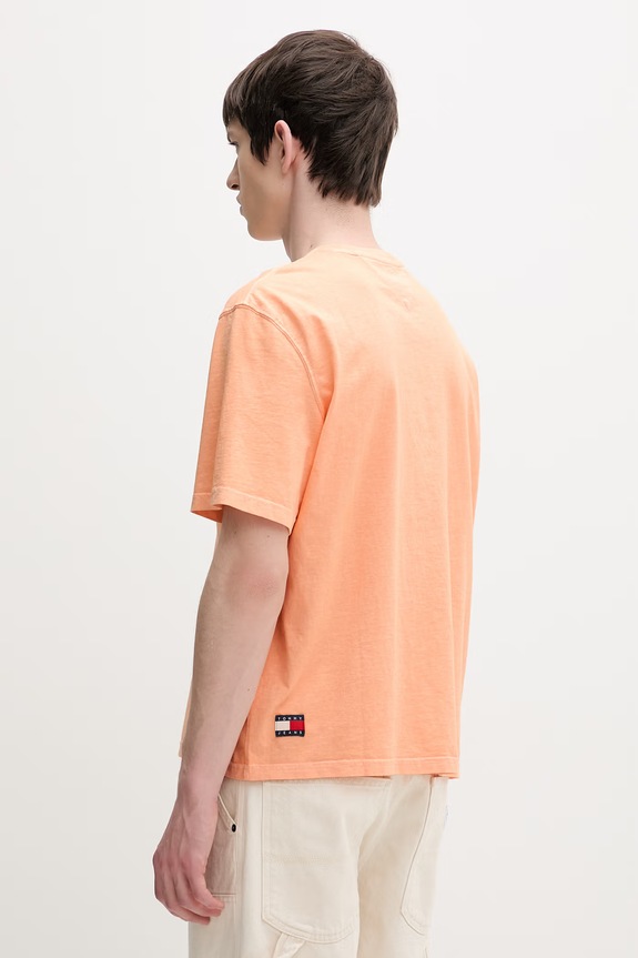 Odzież Tommy Jeans t-shirt basic męski bawełniany DM0DM22545 pomarańczowy