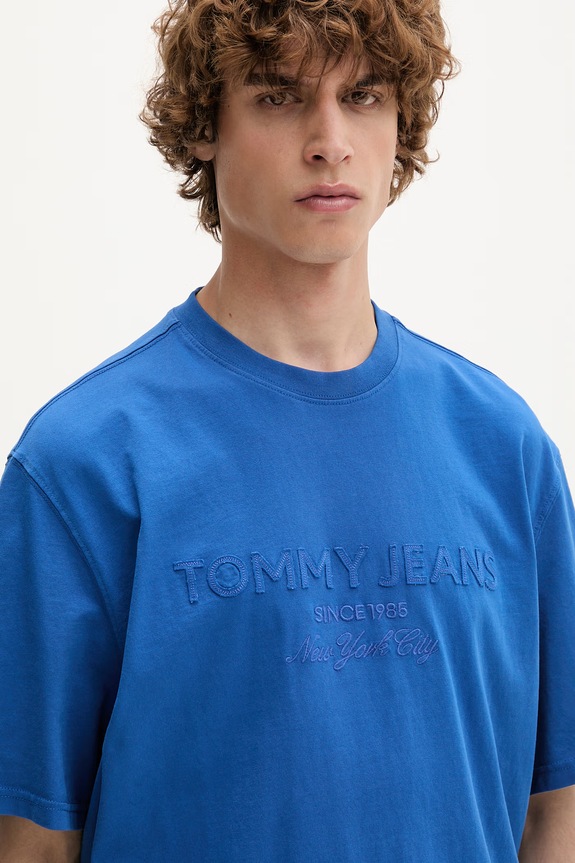 Tommy Jeans basic tričko pánske bavlnené modrá DM0DM22545