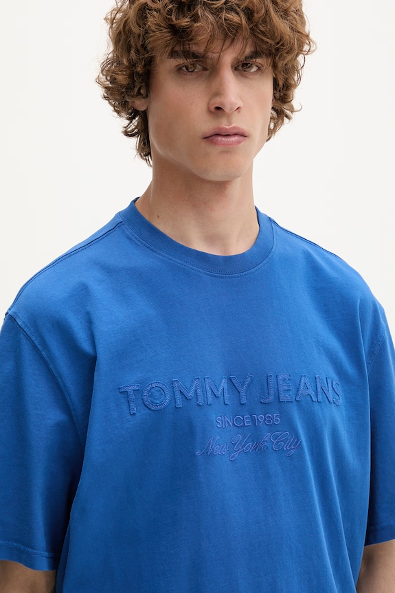 Tommy Jeans basic tričko pánske bavlnené modrá DM0DM22545