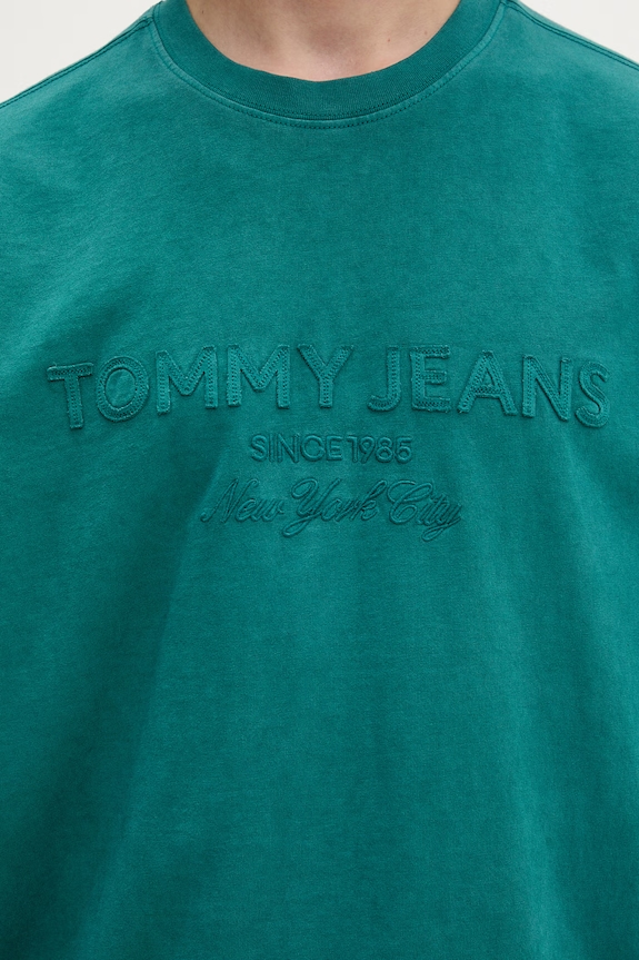 Tommy Jeans Basic tričko pánske bavlnené DM0DM22545 tyrkysová
