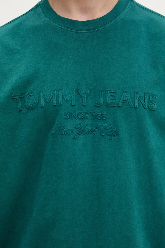 Tommy Jeans maglietta basic da uomo in cotone DM0DM22545 turchese
