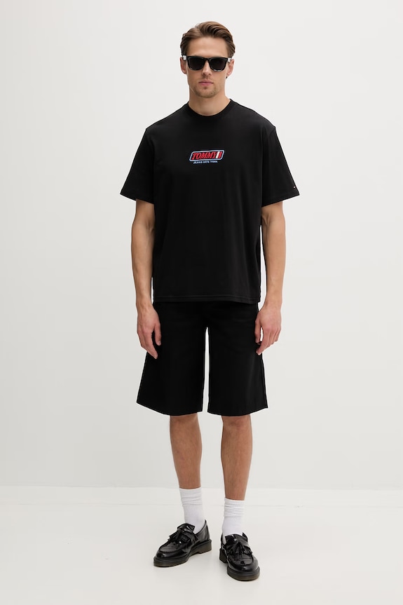 Tommy Jeans T-shirt ανδρικό βαμβακερό DM0DM22546 μαύρο SS26