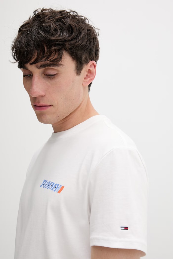 Tommy Jeans tričko pánske bavlnené béžová DM0DM22547