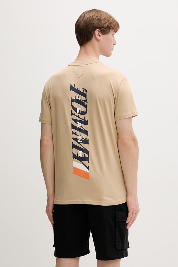 Tommy Jeans T-shirt męski bawełniany beżowy DM0DM22547