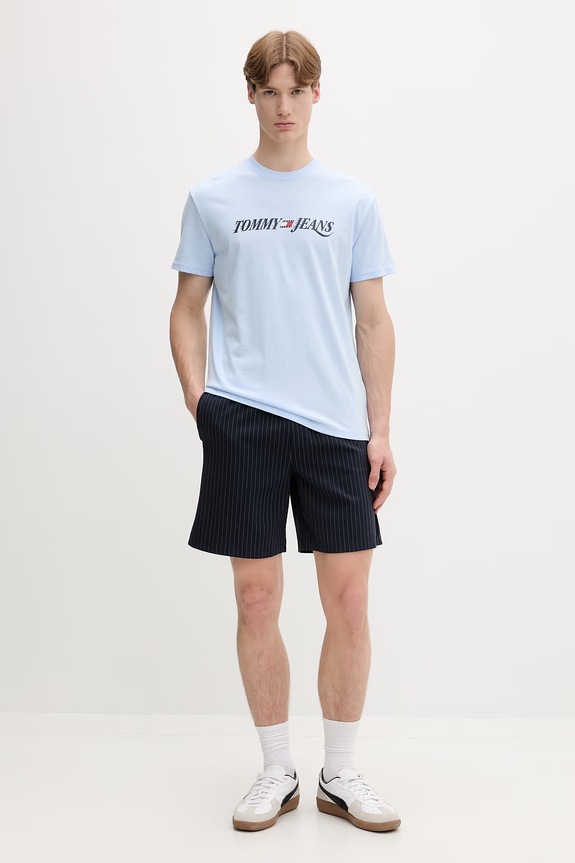 Tommy Jeans T-shirt męski bawełniany DM0DM22548 niebieski SS26