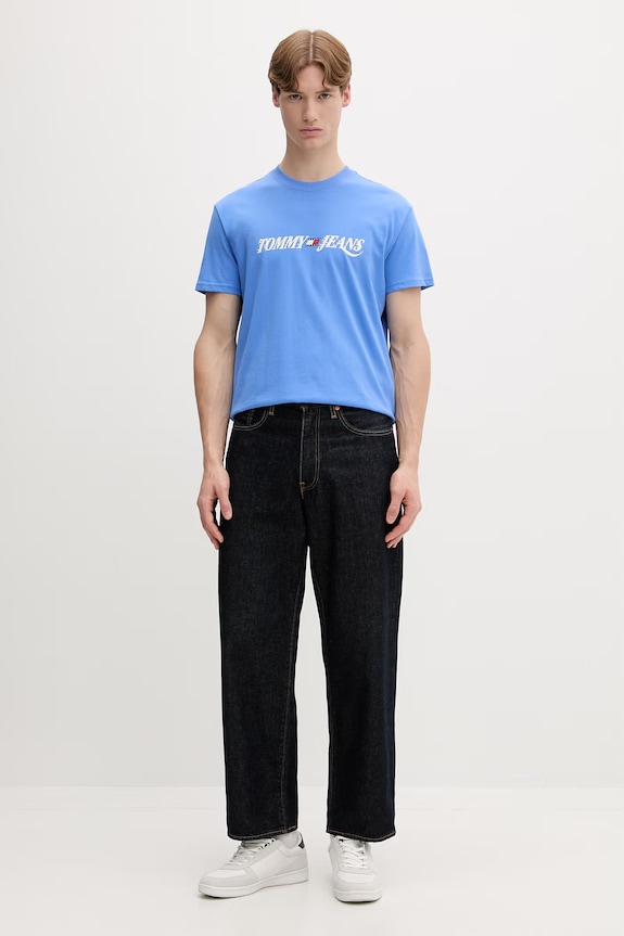 Tommy Jeans tricou pentru bărbați, din bumbac DM0DM22548 albastru SS26