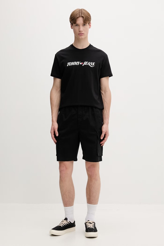 Tommy Jeans tricou pentru bărbați, din bumbac DM0DM22548 negru SS26