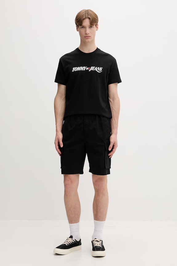 Tommy Jeans tricou pentru bărbați, din bumbac DM0DM22548 negru SS26