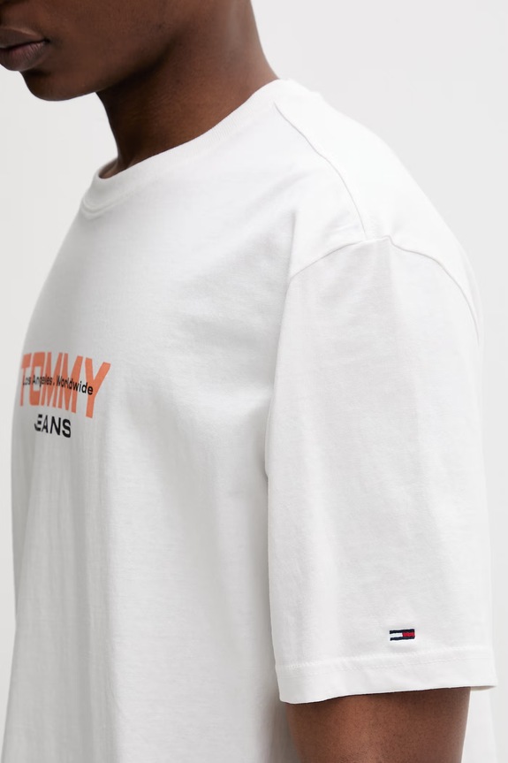 Tommy Jeans tričko pánske bavlnené DM0DM22550 biela