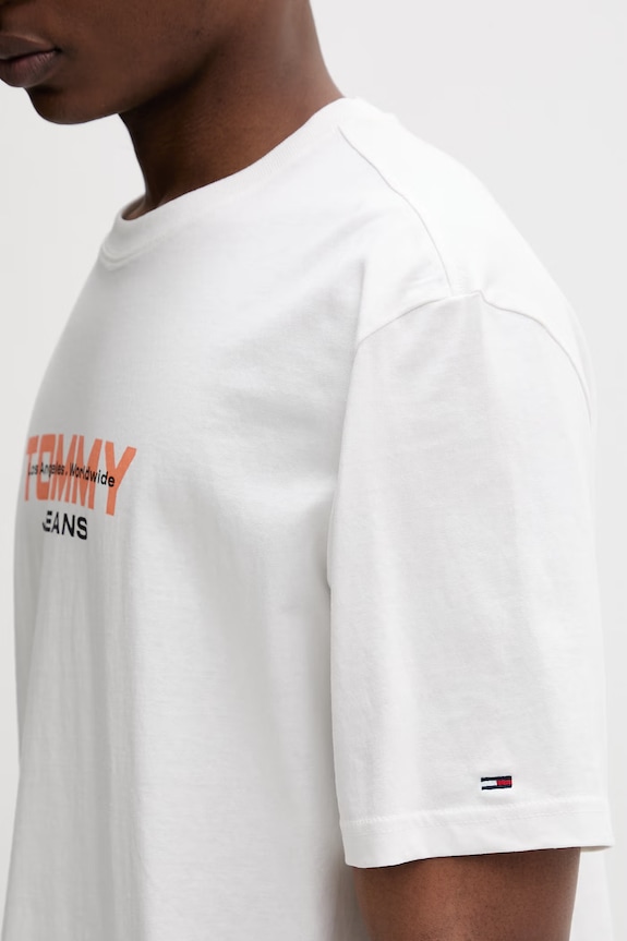 Tommy Jeans tričko pánske bavlnené DM0DM22550 biela