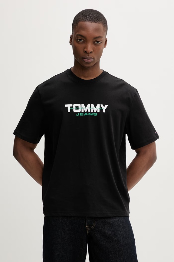 Tommy Jeans tričko pánske bavlnené čierna DM0DM22550