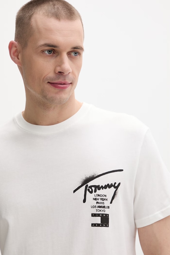 Tommy Jeans tricou bărbătesc bumbac bej DM0DM22553