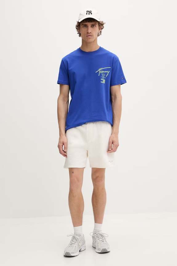 Tommy Jeans tricou bărbătesc din bumbac DM0DM22553 albastru SS26